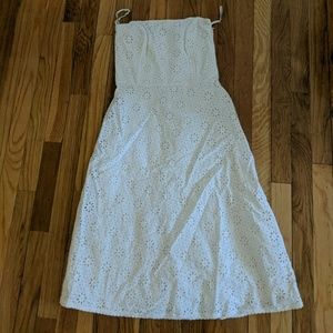 White Eyelet Lace Strapless Dress